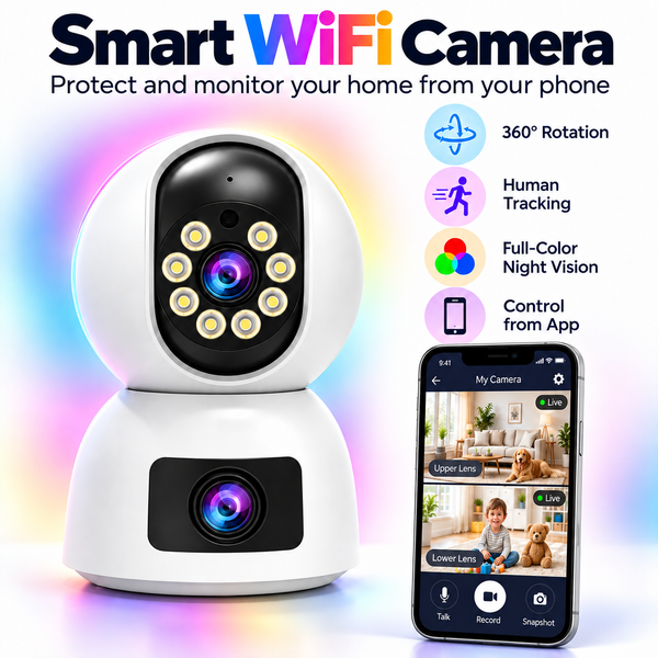 Cámara de Seguridad WiFi 4K con Doble Lente y Seguimiento Automático